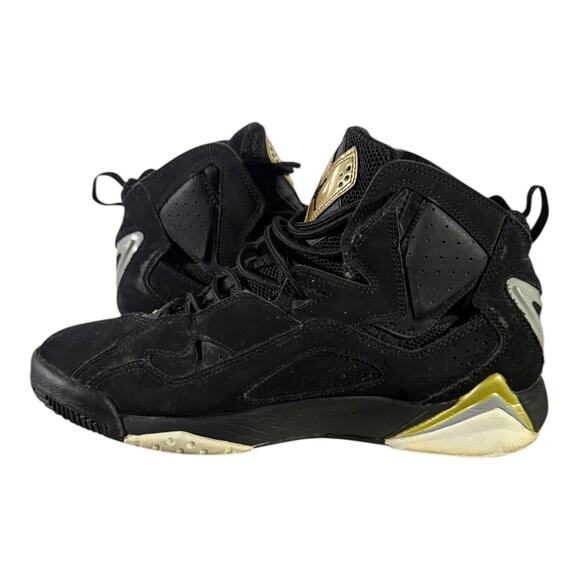 Air Jordan 7 True Flight Retro Sneaker Men’s Size 8 Black Gold Basketball - Picture 6 of 8